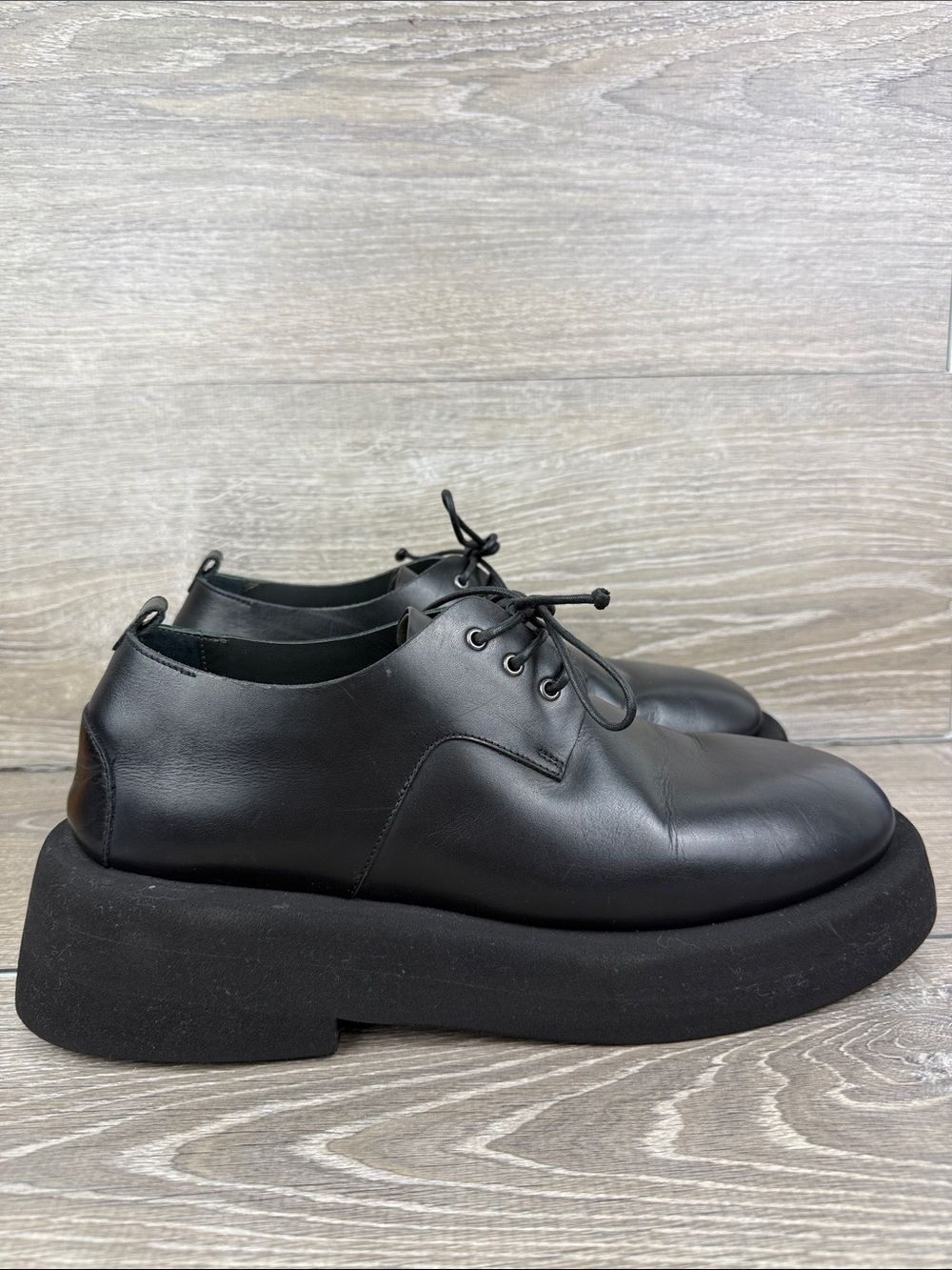 Marsell Gommellone Black Leather Derby Men’s Sz 11/EU 44 Chunky Platform Shoes
